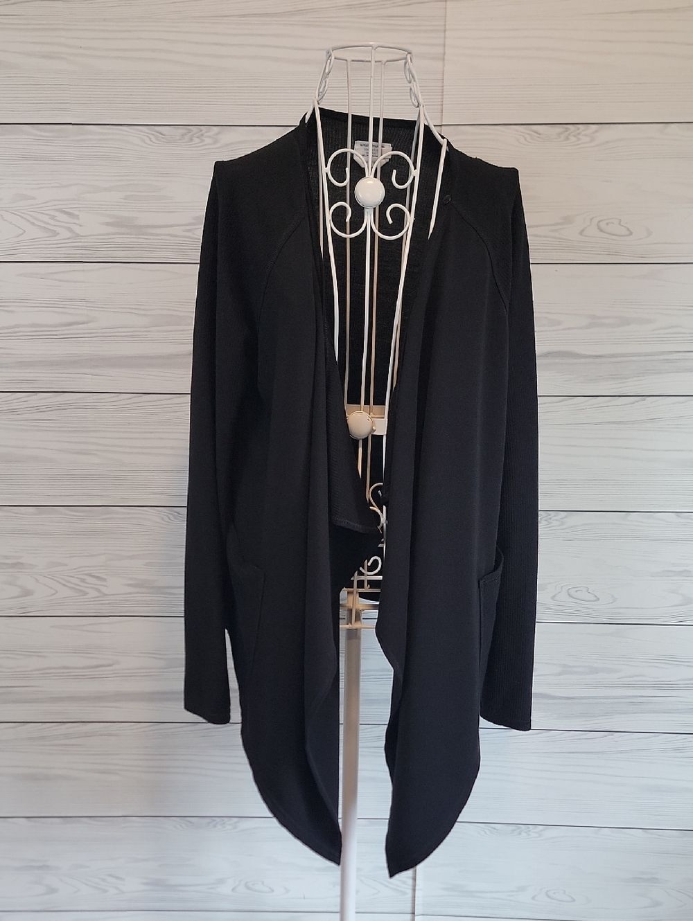 Simply Vera Black Open-Front Lightweight Women's Sweater Cardigan Womens Size L